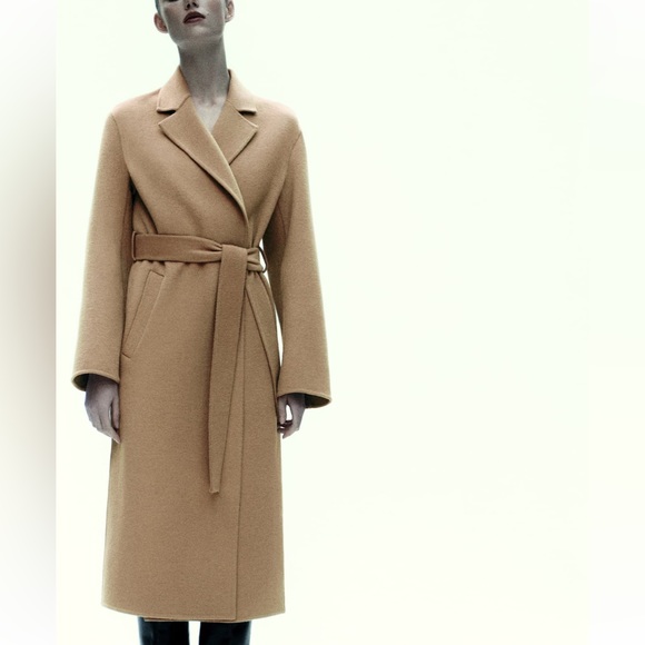 Zara Wool Beige Coat - Picture 2 of 5